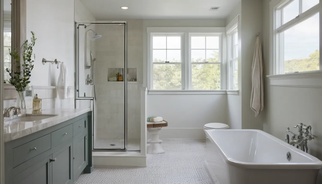 Walk-in shower with a low threshold and grab bar in a Peabody home bathroom